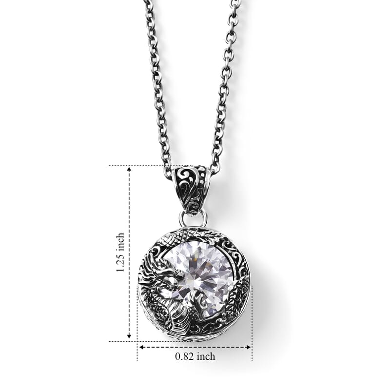 D'Joy Bali Legacy Moissanite 9.50 ctw Dragon-Wrapped Pendant Without Chain in Sterling Silver