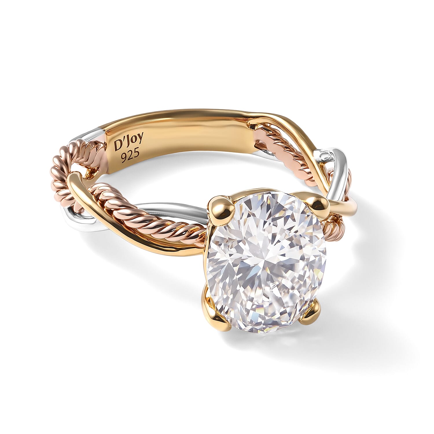 D'Joy Moissanite 2.85 ctw Forever Infinity Ring in 22K YRG and Rhodium Over Sterling Silver (Size 10.0)