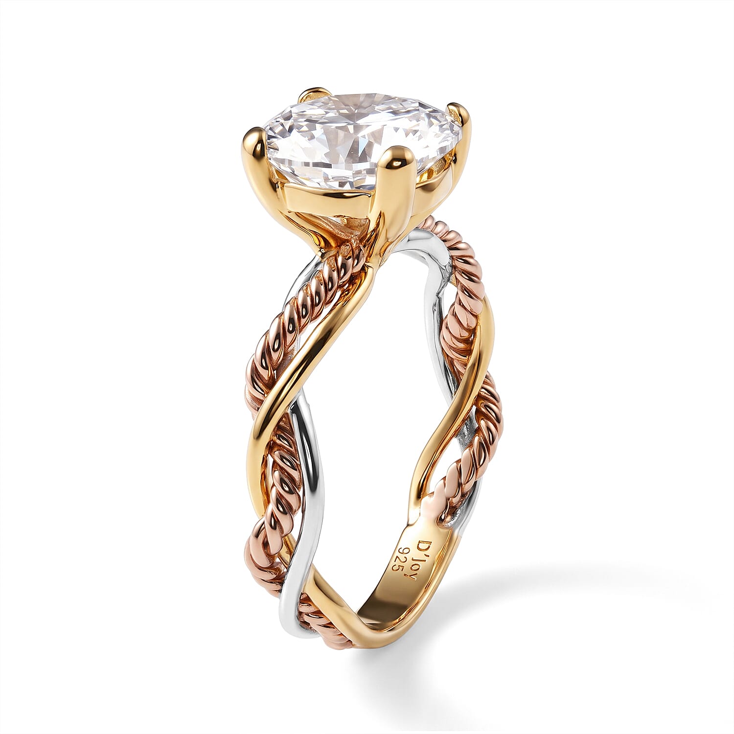 D'Joy Moissanite 2.85 ctw Forever Infinity Ring in 22K YRG and Rhodium Over Sterling Silver (Size 10.0)