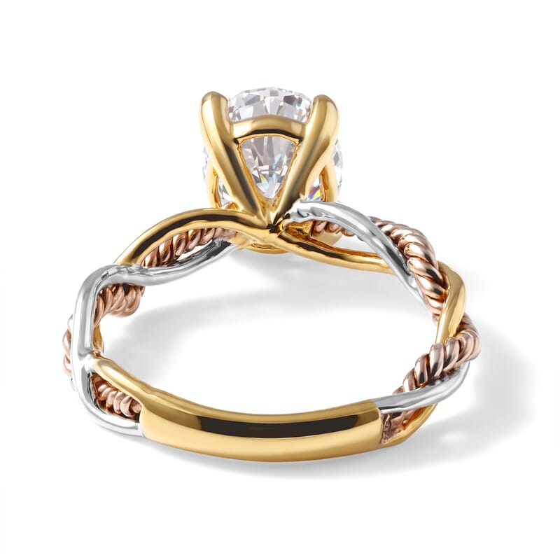 D'Joy Moissanite 2.85 ctw Forever Infinity Ring in 22K YRG and Rhodium Over Sterling Silver (Size 10.0)