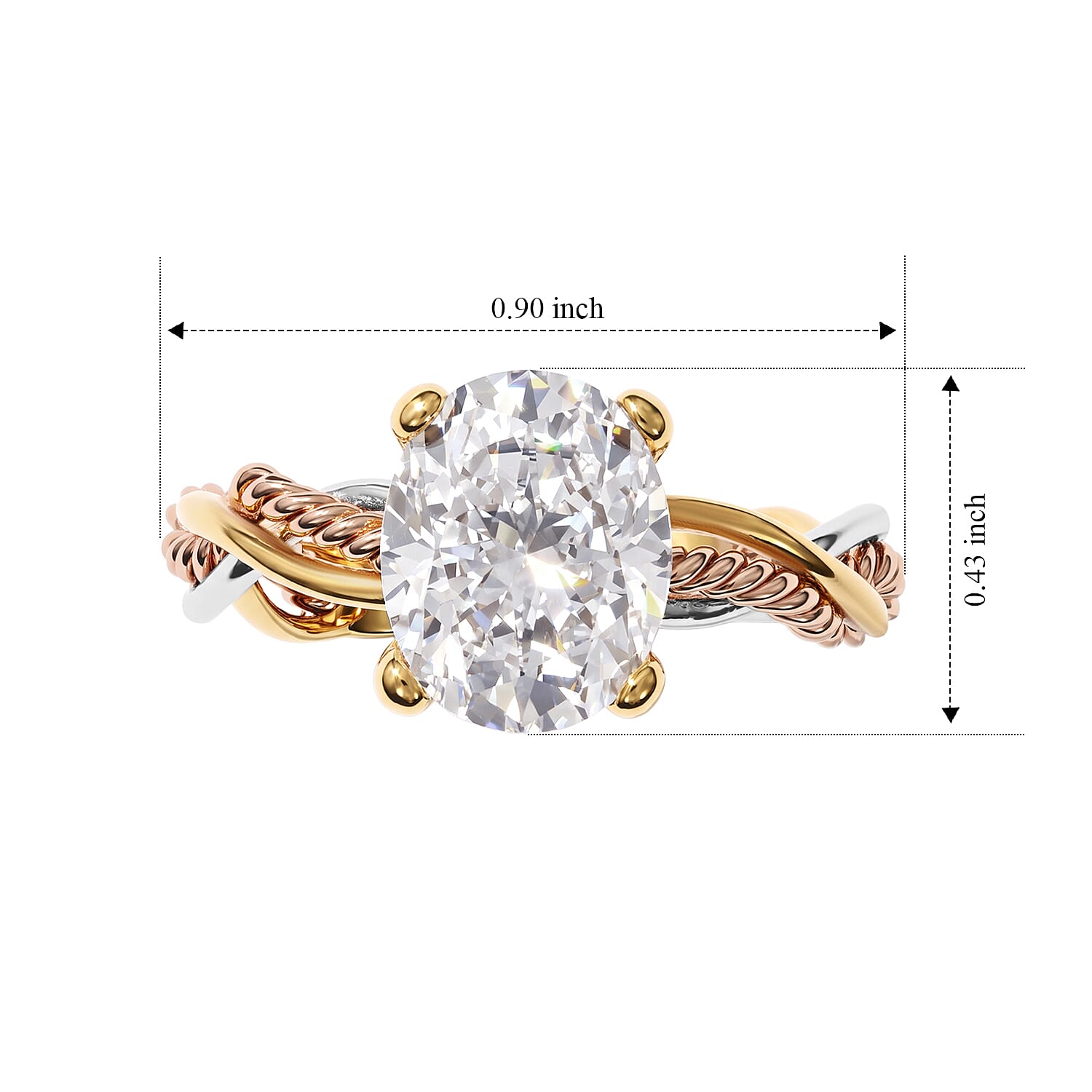 D'Joy Moissanite 2.85 ctw Forever Infinity Ring in 22K YRG and Rhodium Over Sterling Silver (Size 10.0)