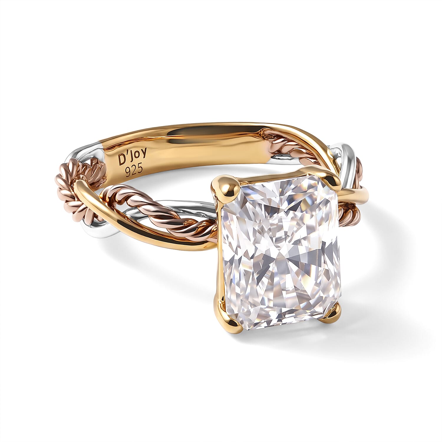 D'Joy Moissanite 3.50 ctw Forever Infinity Ring in 22K YRG and Rhodium Over Sterling Silver (Size 10.0)