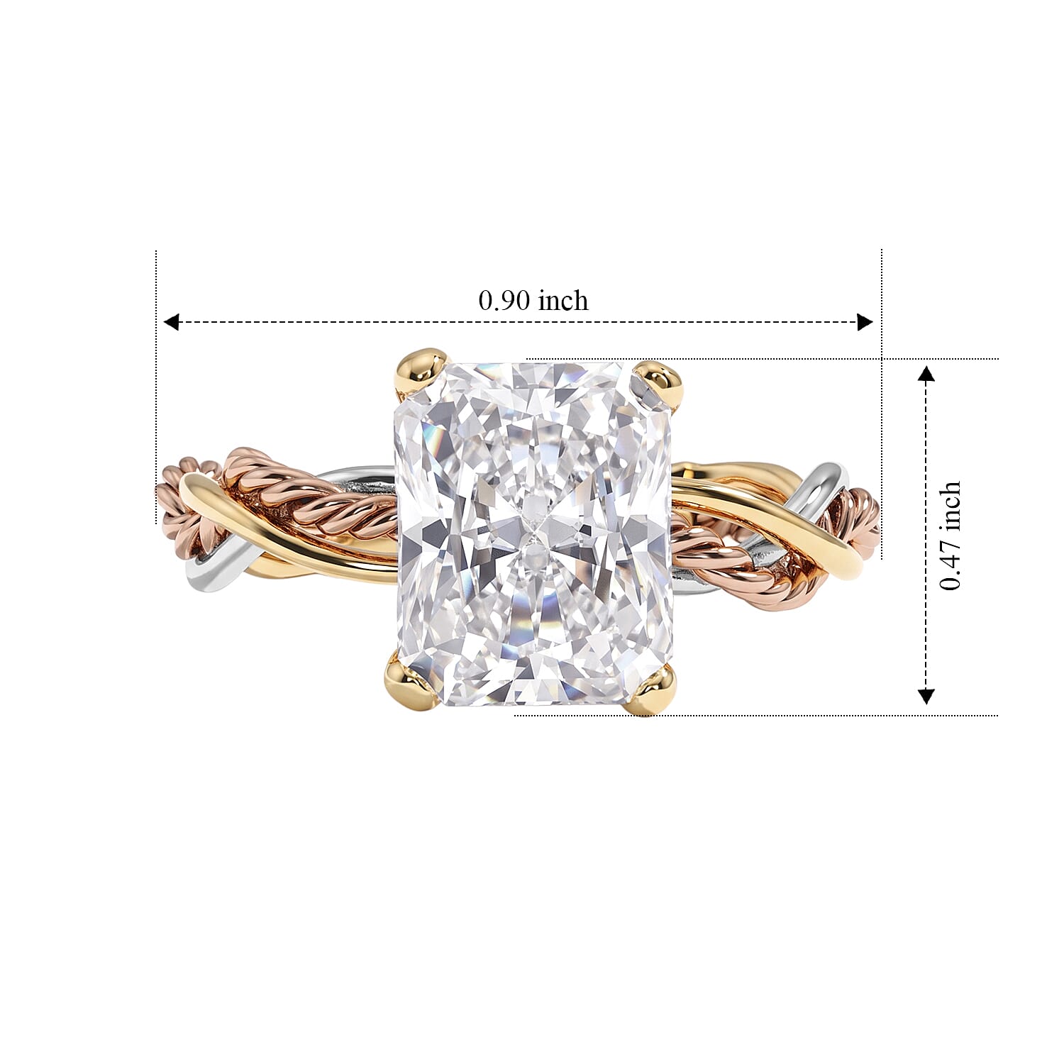 D'Joy Moissanite 3.50 ctw Forever Infinity Ring in 22K YRG and Rhodium Over Sterling Silver (Size 10.0)