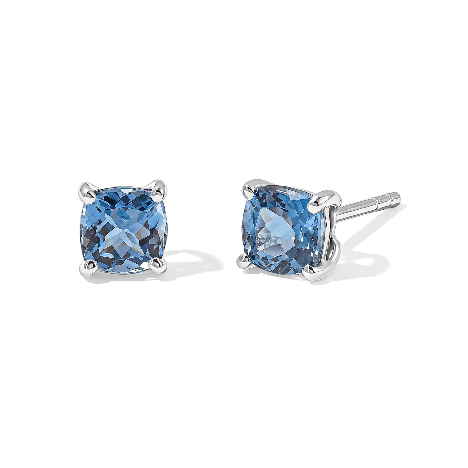 Luxoro AAA Santa Maria Aquamarine 1.15 ctw Solitaire Stud Earrings in 10K White Gold