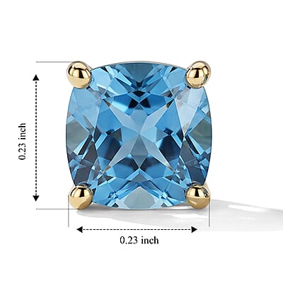 Luxoro AAA Santamaria Aquamarine 1.15 ctw Solitaire Stud Push Post Earrings in 10K Yellow Gold