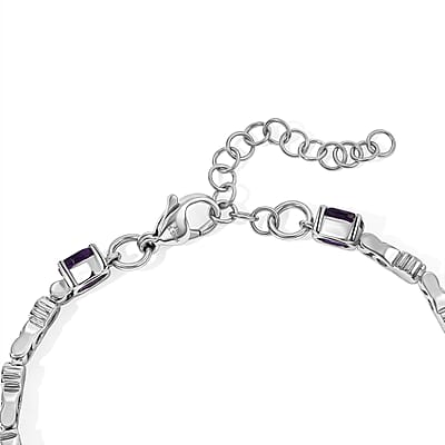 EverTrue African Amethyst 3.10 ctw Bracelet in Stainless Steel (6.50 In)