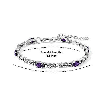 EverTrue African Amethyst 3.10 ctw Bracelet in Stainless Steel (6.50 In)