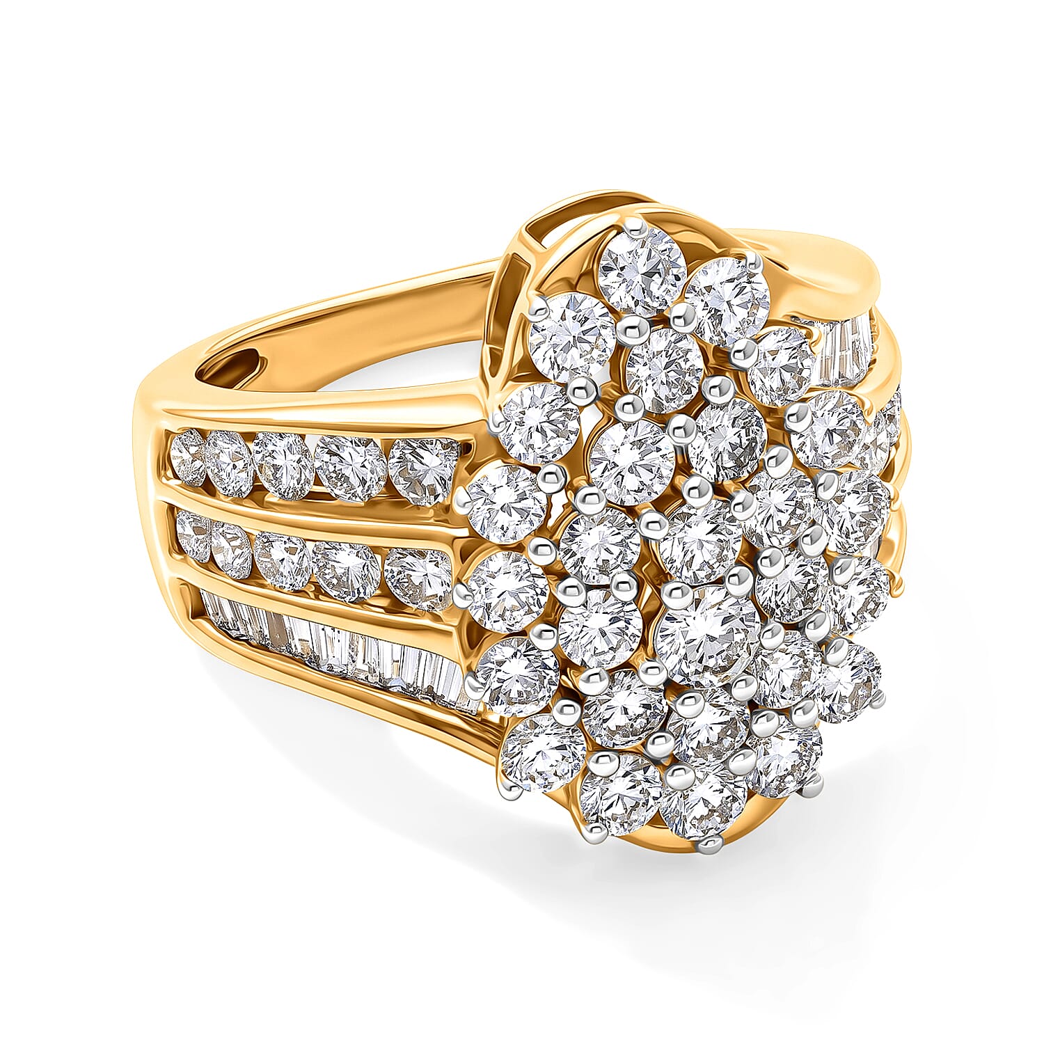 Luxuriant Lab Grown Diamond G-H SI 3.00 ctw Ring in 18K Vermeil Yellow Gold Over Sterling Silver (Size 6.0)