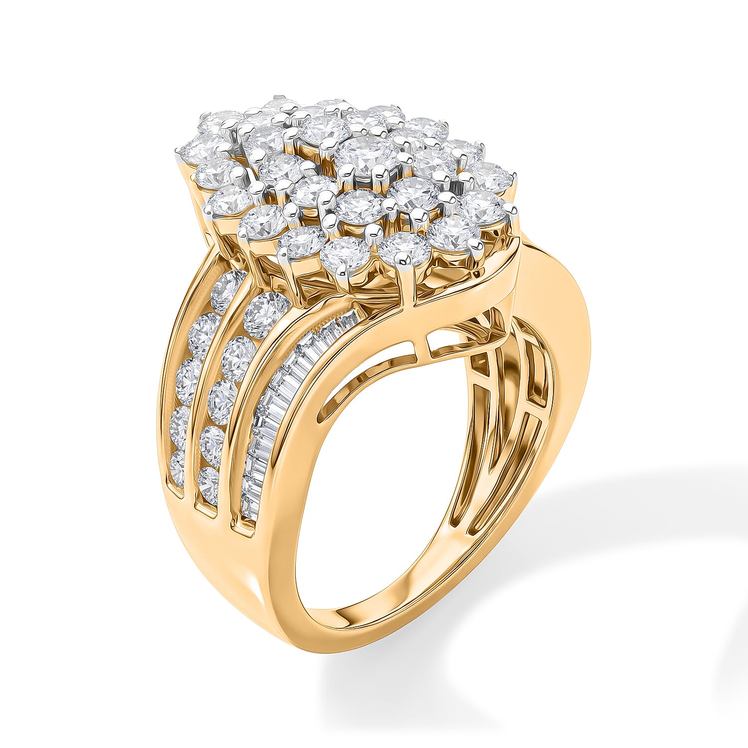 Luxuriant Lab Grown Diamond G-H SI 3.00 ctw Ring in 18K Vermeil Yellow Gold Over Sterling Silver (Size 6.0)