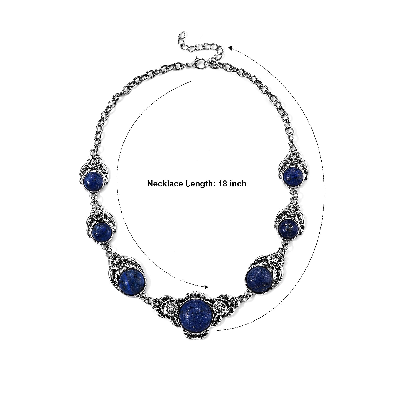 Lapis Lazuli 120.00 ctw Necklace in Silvertone 18-20 Inches