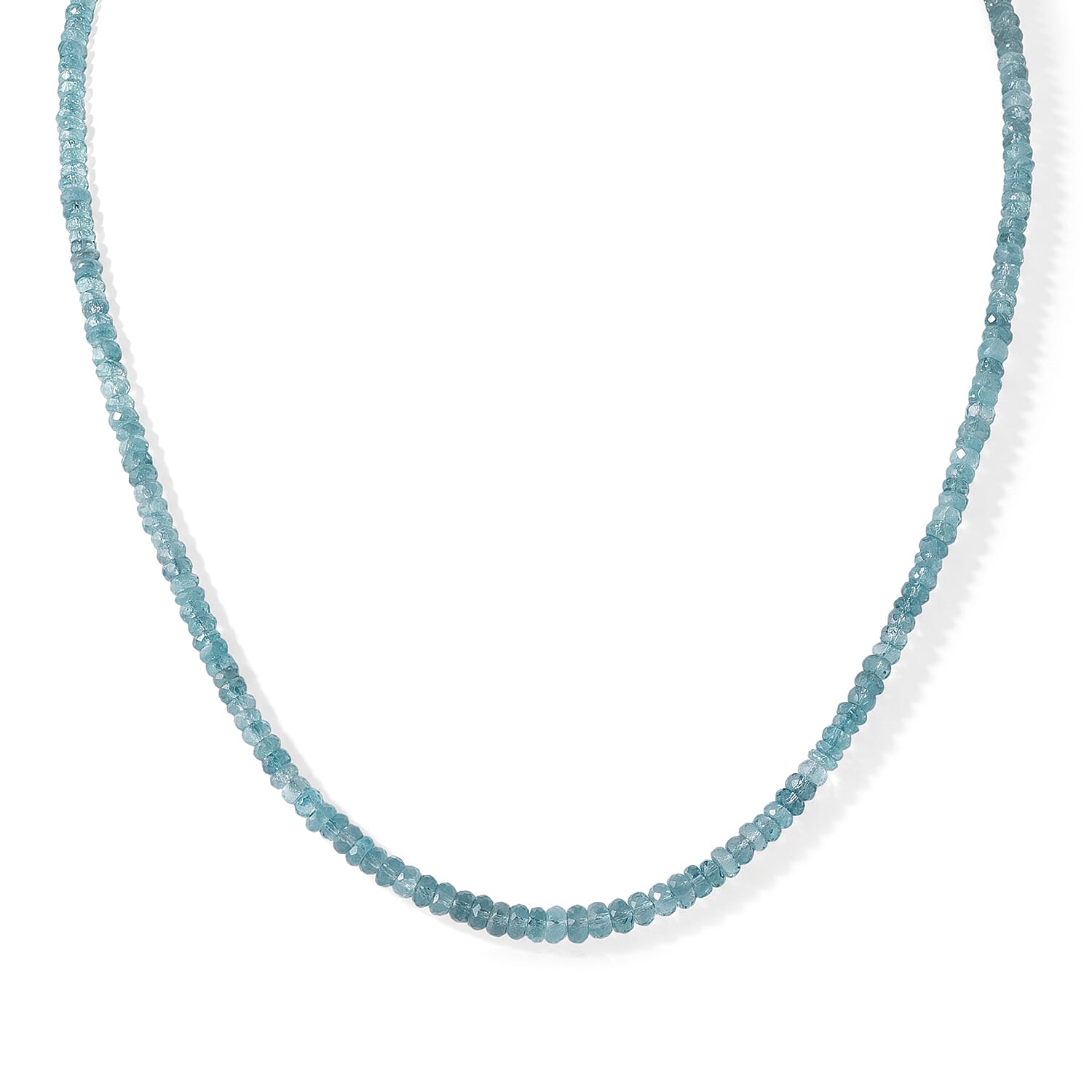 D'Joy Premium Cambodian Blue Zircon 100.00 ctw Blue Fire Endless Ocean Beaded Necklace in Sterling Silver (18 Inches)