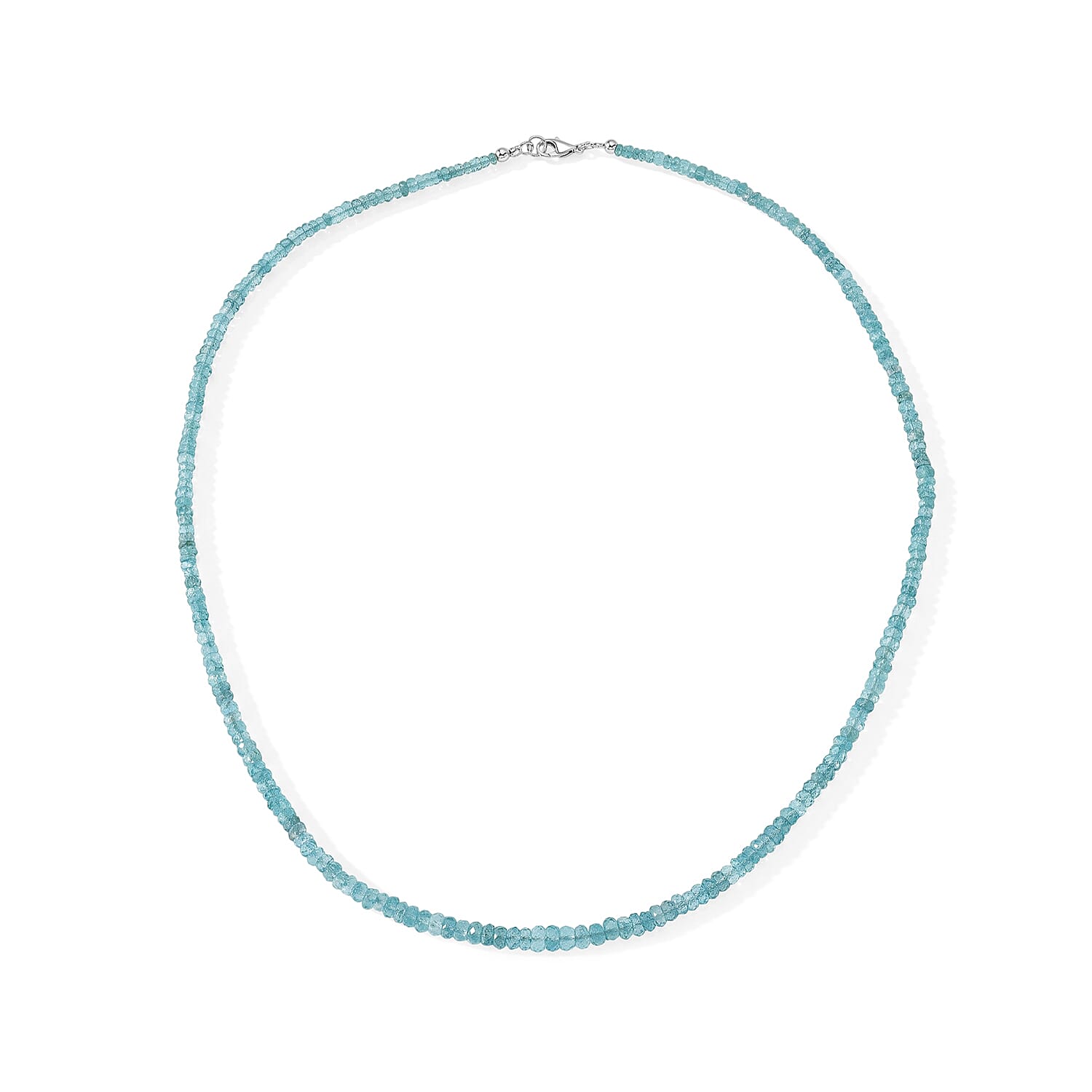 D'Joy Premium Cambodian Blue Zircon 100.00 ctw Blue Fire Endless Ocean Beaded Necklace in Sterling Silver (18 Inches)