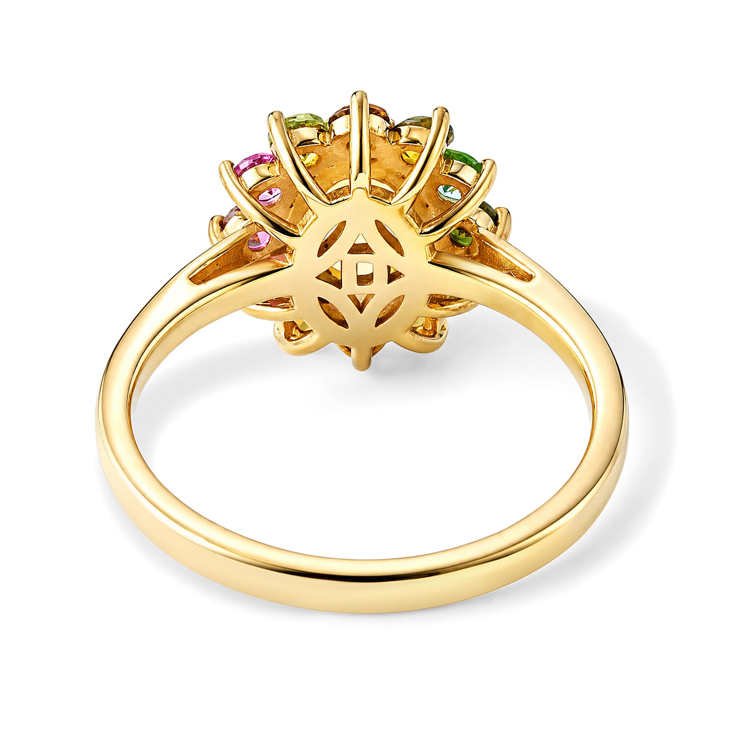 D'Joy Ethiopian Welo Opal and Multi-Tourmaline 1.40 ctw Ring in 18K Yellow Gold Over Sterling Silver (Size 5.0)