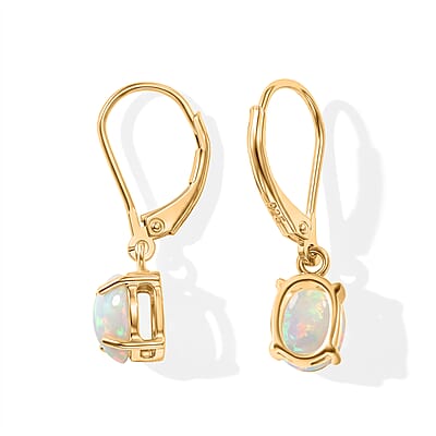 D'Joy Ethiopian Welo Opal 1.60 ctw Earrings in 18K Yellow Gold Over Sterling Silver