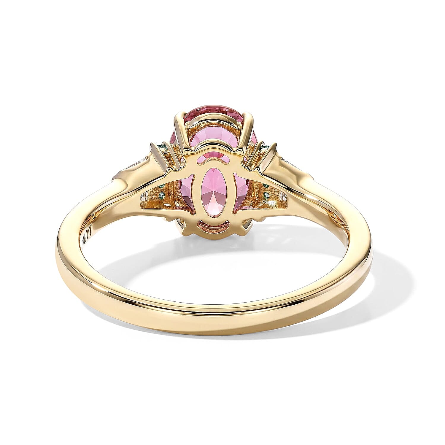 Luxoro AAA Morro Redondo Pink Tourmaline, Paraiba Tourmaline and Diamond I2 1.50 ctw Royal Blush Ring in 10K Yellow Gold (Size  6.0)