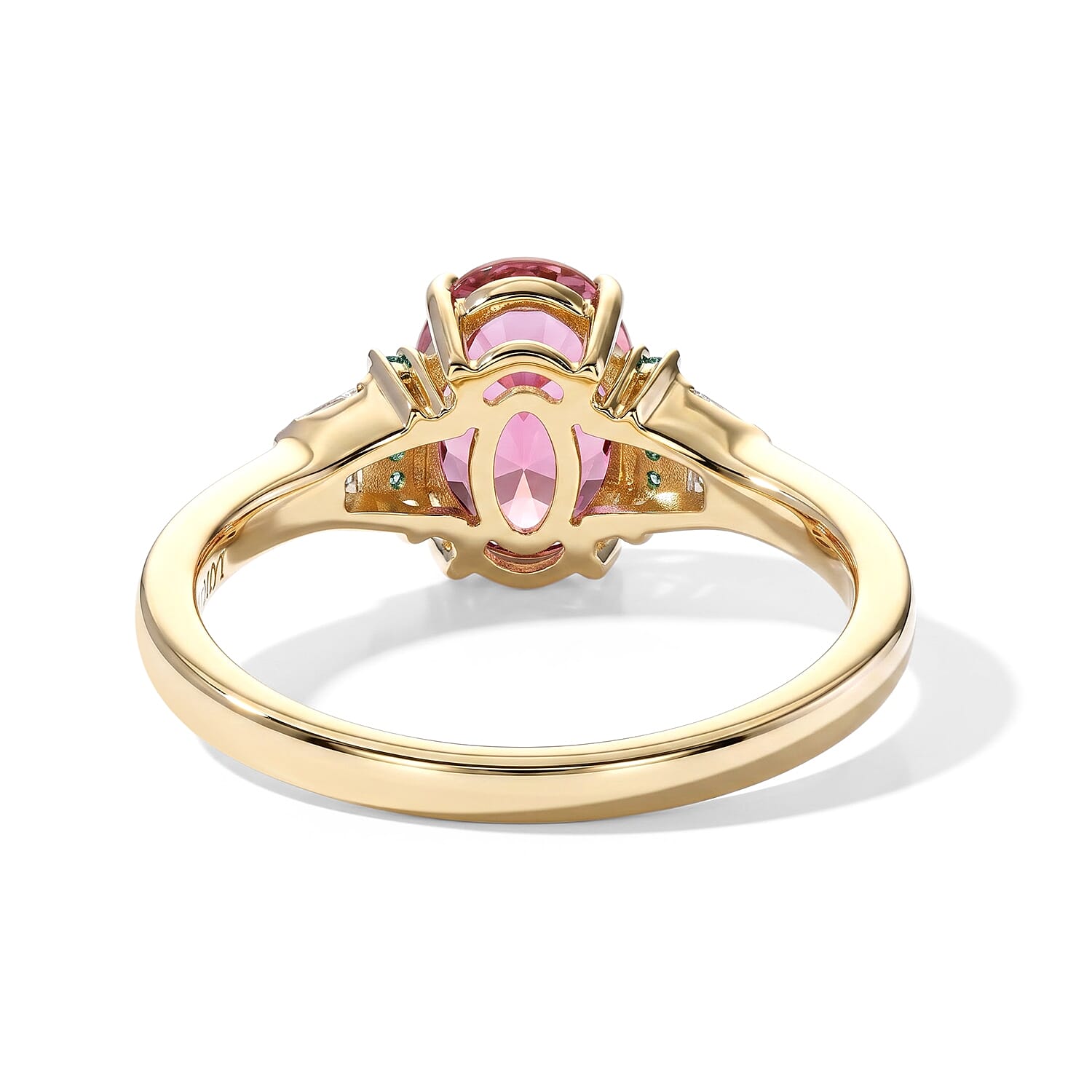 Luxoro AAA Morro Redondo Pink Tourmaline, Paraiba Tourmaline and Diamond I2 1.50 ctw Royal Blush Ring in 10K Yellow Gold (Size 7.0)