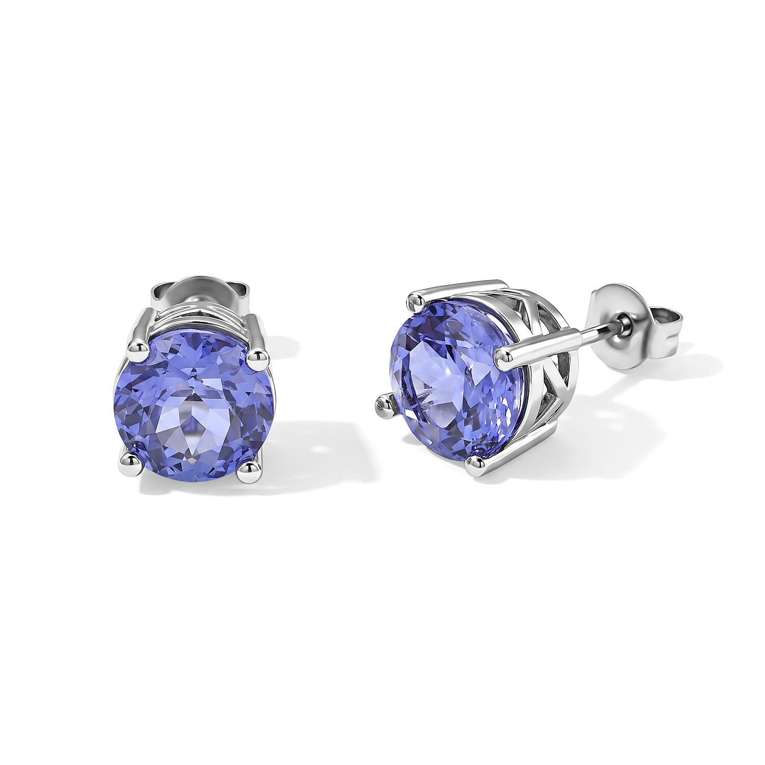 EverTrue Color Change Fluorite 4.60 ctw Solitaire Stud Push Post Earrings in Platinum Bond and Stainless Steel