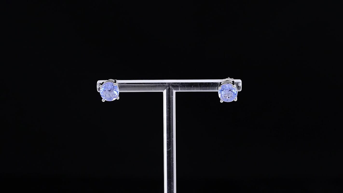 EverTrue Color Change Fluorite Solitaire Stud Push Post Earrings in Platinum Bond and Stainless Steel 4.60 ctw