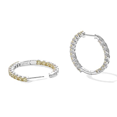 D'Joy Natural Yellow Diamond I3 2.00 ctw Hoop Earrings in 18K Vermeil Yellow Gold Over Sterling Silver