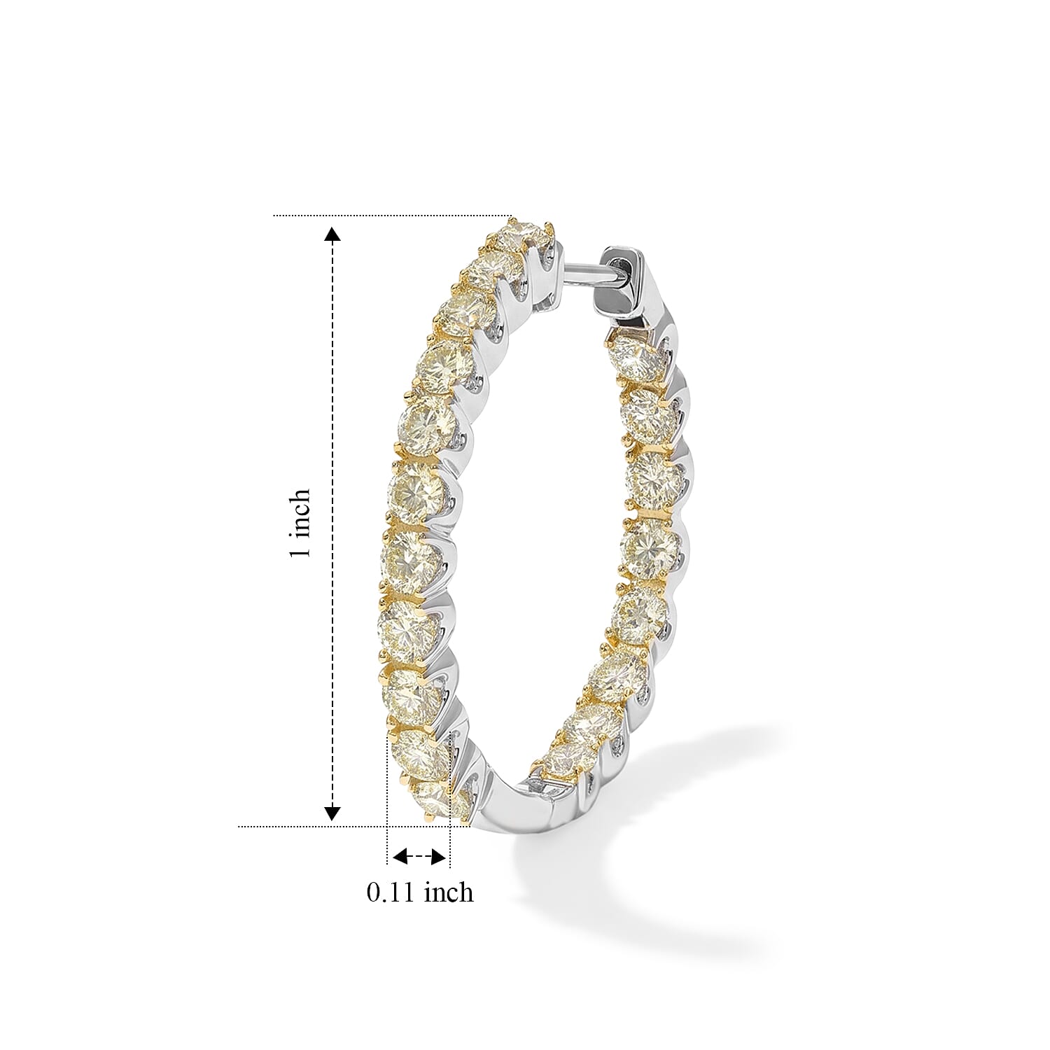D'Joy Natural Yellow Diamond I3 2.00 ctw Hoop Earrings in 18K Vermeil Yellow Gold Over Sterling Silver