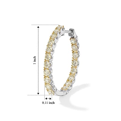 D'Joy Natural Yellow Diamond I3 2.00 ctw Hoop Earrings in 18K Vermeil Yellow Gold Over Sterling Silver