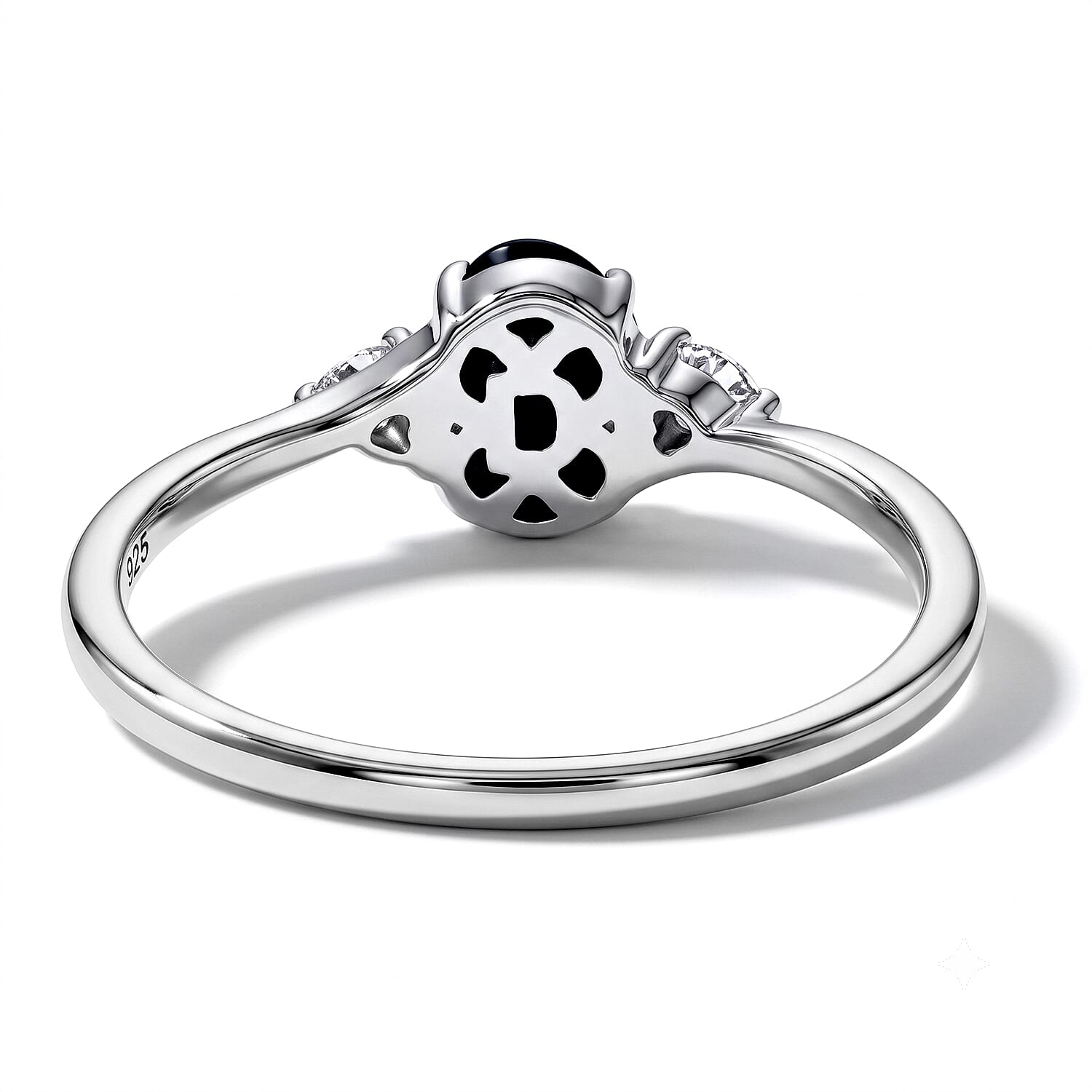 D'Joy Premium Blue Star Sapphire (DF) and Moissanite 1.50 ctw The Celestial Love Ring in Rhodium Over Sterling Silver (Size 6.0)