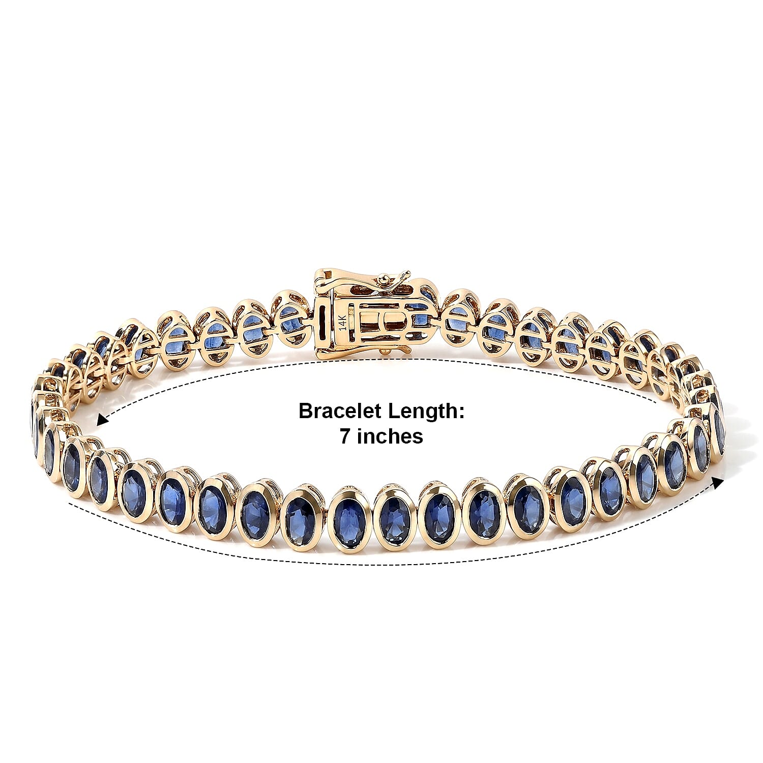 Premium Kanchanaburi Blue Sapphire 12.15 ctw Bracelet in 14K Yellow Gold (7.00 In)