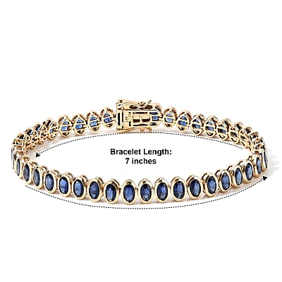 Premium Kanchanaburi Blue Sapphire 12.15 ctw Bracelet in 14K Yellow Gold (7.00 In)