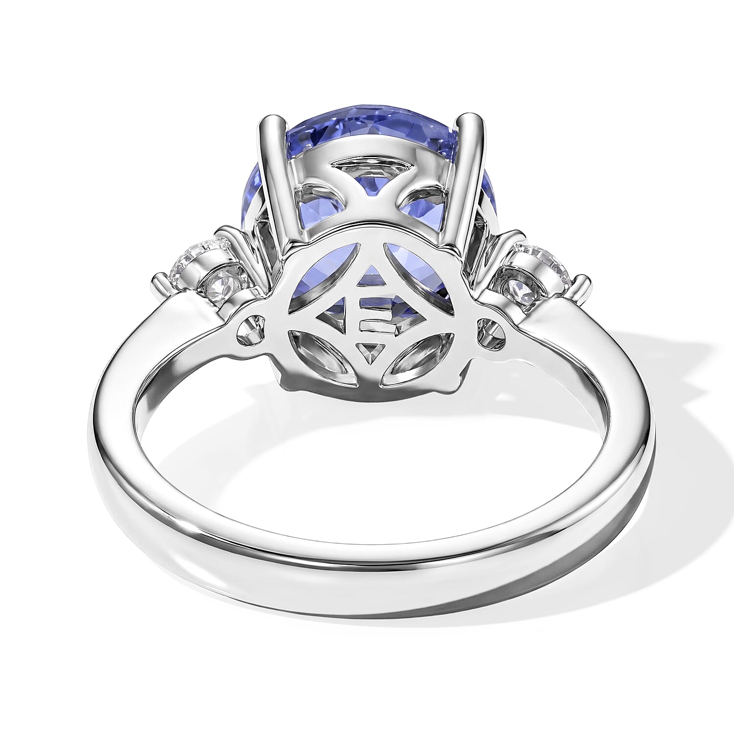 EverTrue Color Change Fluorite and Moissanite 4.70 ctw 3 Stone Ring in Platinum Bond (Size 6.0)