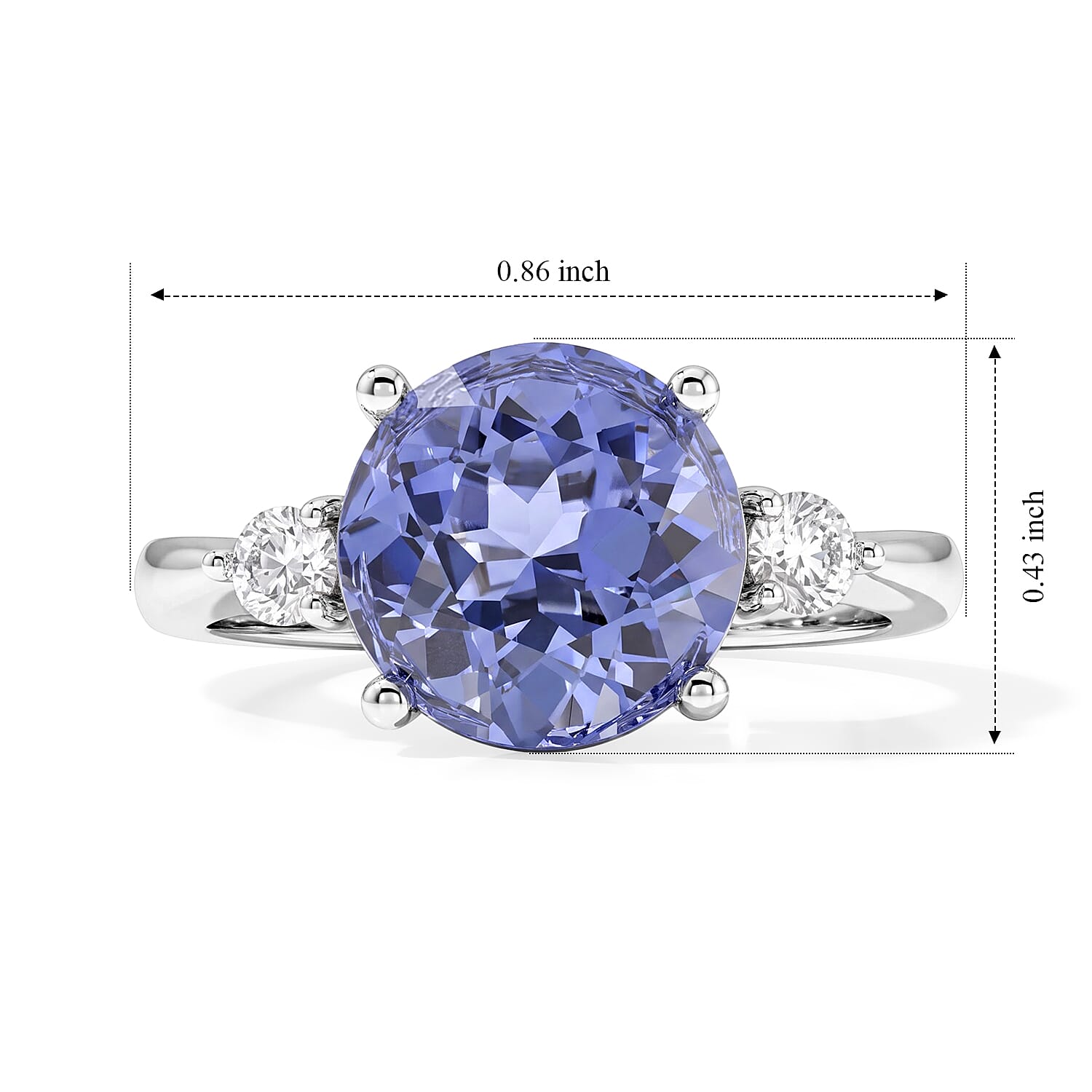 EverTrue Color Change Fluorite and Moissanite 4.70 ctw 3 Stone Ring in Platinum Bond (Size 6.0)
