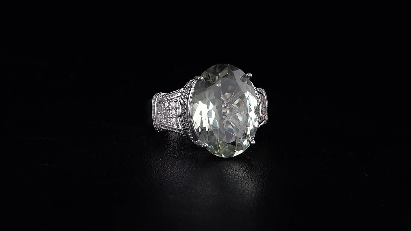 EverTrue Montezuma Prasiolite, Moissanite Solitaire Ring in Platinum Bond (Size 10.0) 11.75 ctw