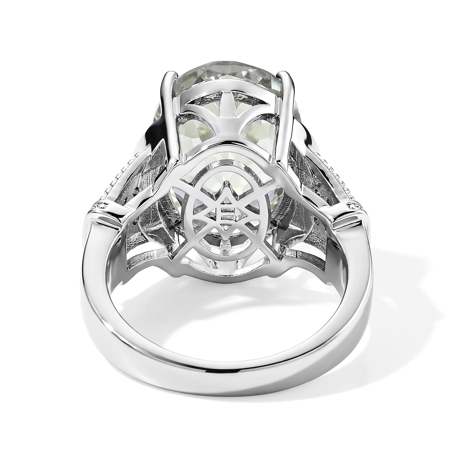 EverTrue Montezuma Prasiolite and Moissanite 11.75 ctw Solitaire Ring in Platinum Bond (Size 8.0)
