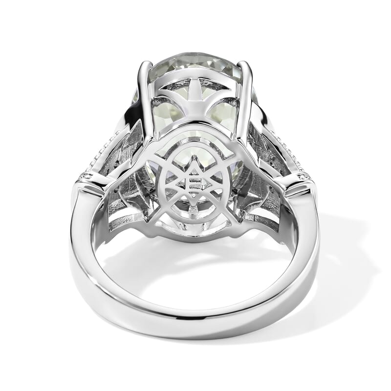 EverTrue Montezuma Prasiolite and Moissanite 11.75 ctw Solitaire Ring in Platinum Bond (Size 8.0)