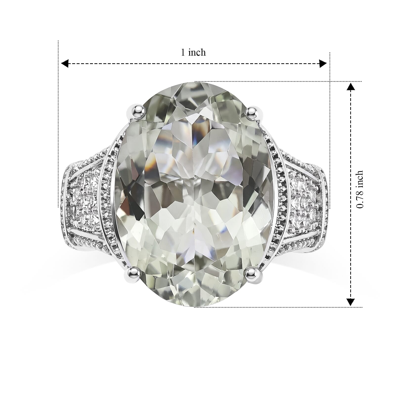 EverTrue Montezuma Prasiolite and Moissanite 11.75 ctw Solitaire Ring in Platinum Bond (Size 8.0)