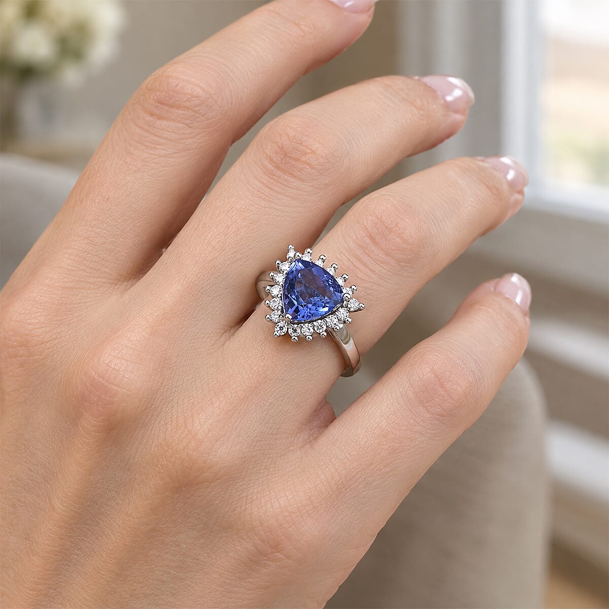 EverTrue Color Change Fluorite and Moissanite 4.50 ctw Ring in Platinum Bond (Size 8.0)