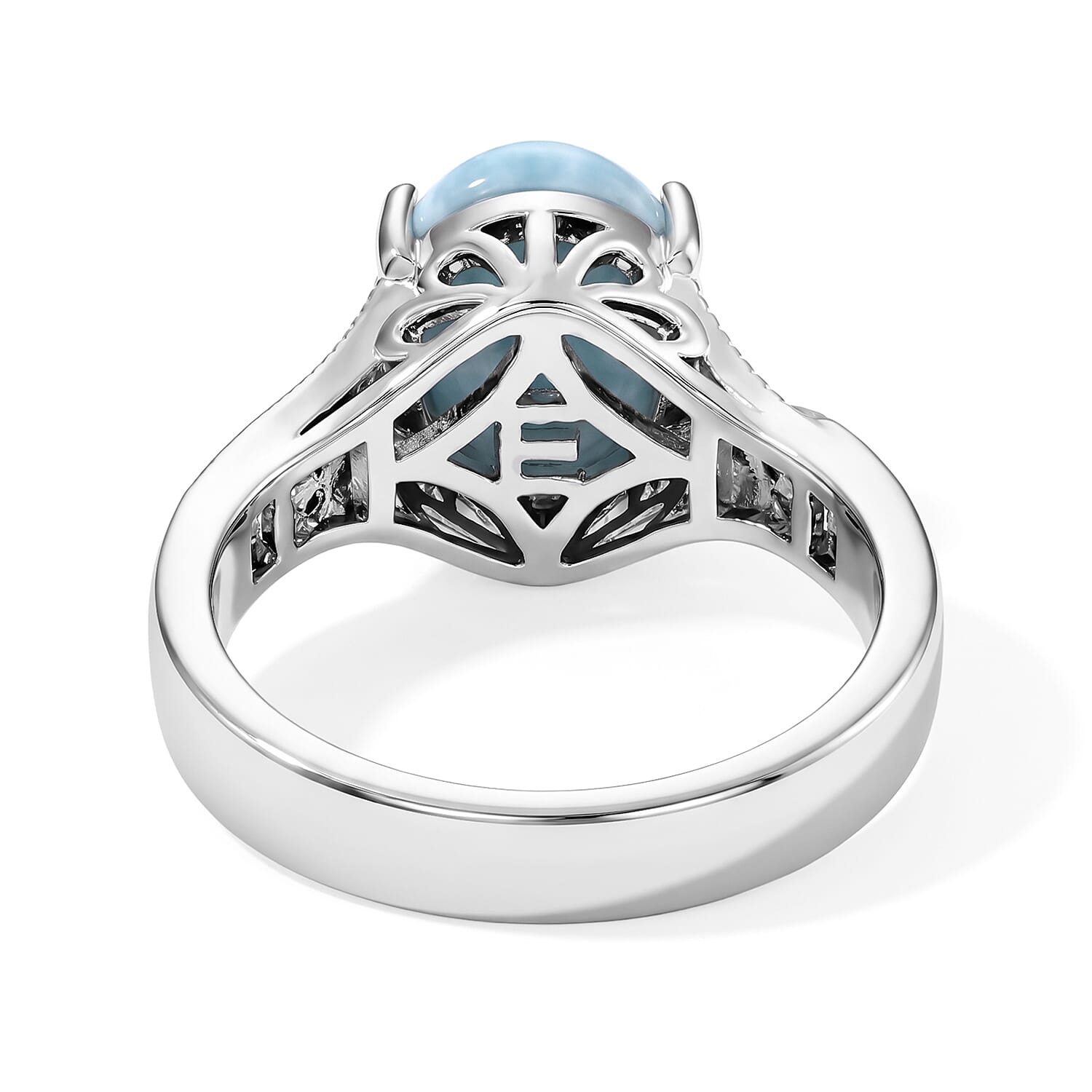 EverTrue Larimar and Moissanite 4.00 ctw Ring in Platinum Bond (Size 6.0)