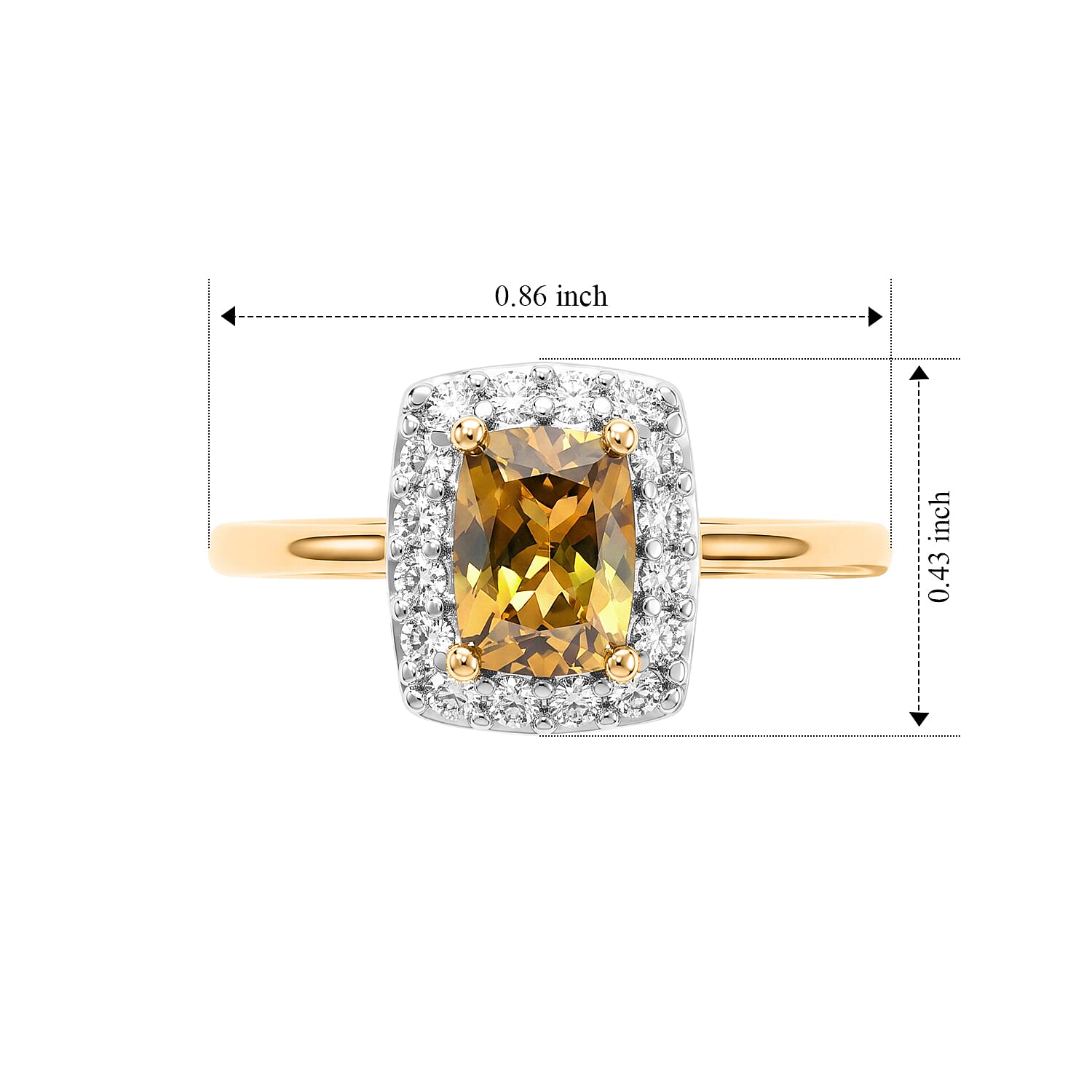D'Joy Premium Golden Tanzanite and Moissanite 1.20 ctw Ring in 18K Vermeil Yellow Gold Over Sterling Silver (Size 6.0)