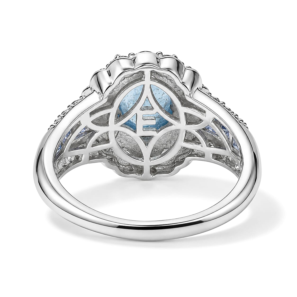 EverTrue Santa Maria Aquamarine and Multi Gemstone 4.25 ctw Ring in Platinum Bond (Size 5.0)