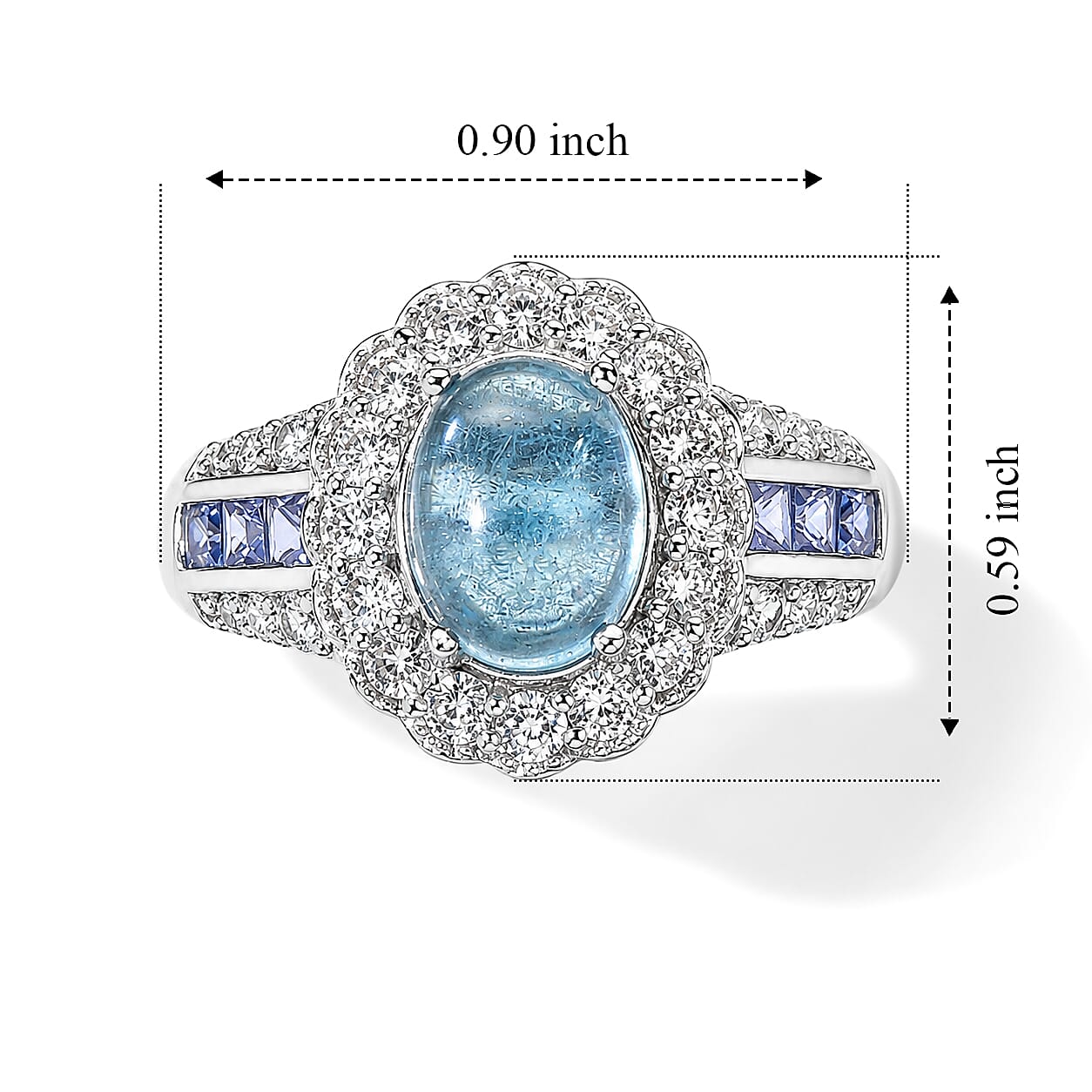 EverTrue Santa Maria Aquamarine and Multi Gemstone 4.25 ctw Ring in Platinum Bond (Size 5.0)