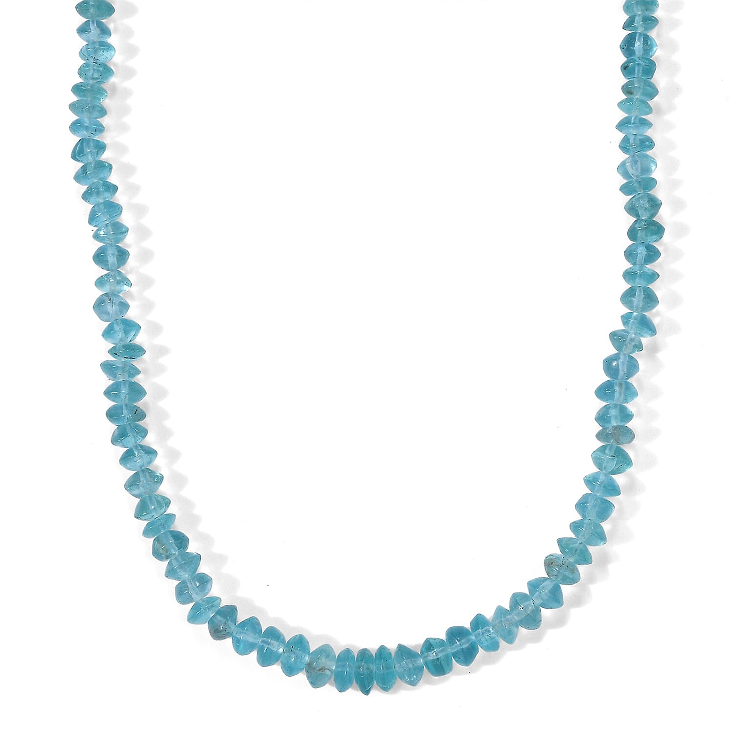 D'Joy Premium Blue Apatite 89.00 ctw Beaded Necklace in Rhodium Over Sterling Silver 18 Inches
