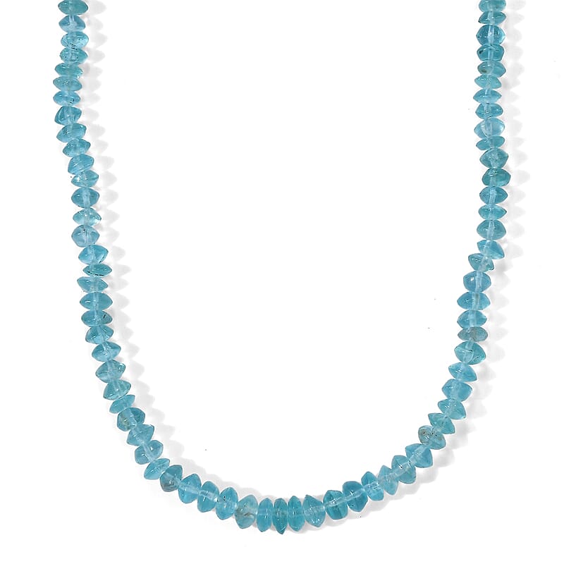 D'Joy Premium Blue Apatite 89.00 ctw Beaded Necklace in Rhodium Over Sterling Silver 18 Inches