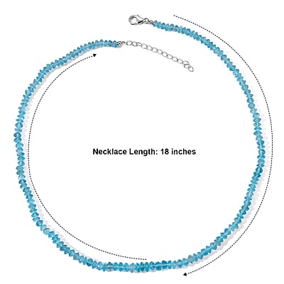 D'Joy Premium Blue Apatite 89.00 ctw Beaded Necklace in Rhodium Over Sterling Silver 18 Inches