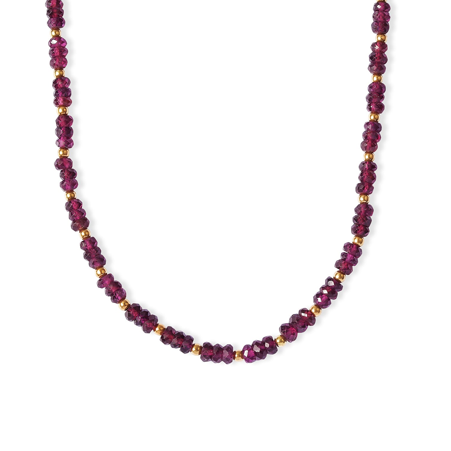 D'Joy Premium Radiant Ember Garnet 80.00 ctw Beaded Necklace (18-20 Inches) in 18K Vermeil Yellow Gold Over Sterling Silver