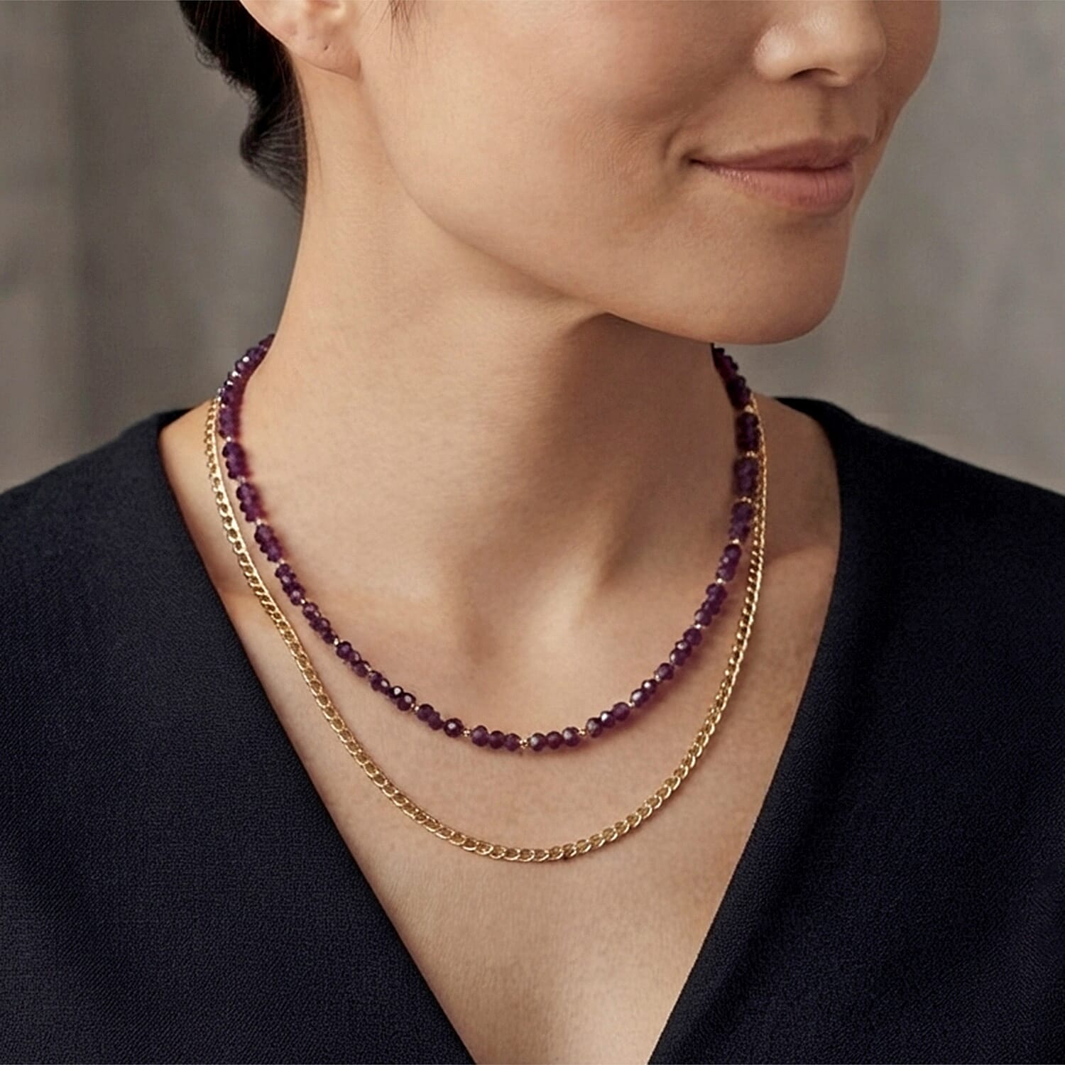 D'Joy Premium Radiant Ember Garnet 80.00 ctw Beaded Necklace (18-20 Inches) in 18K Vermeil Yellow Gold Over Sterling Silver