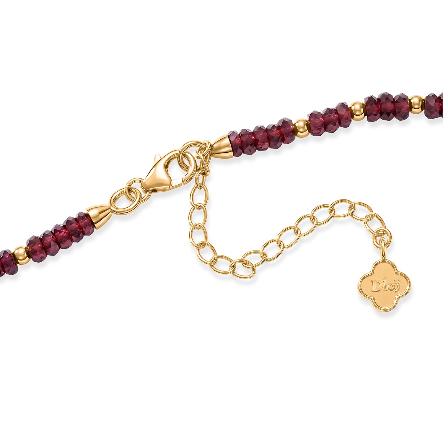 D'Joy Premium Radiant Ember Garnet 80.00 ctw Beaded Necklace (18-20 Inches) in 18K Vermeil Yellow Gold Over Sterling Silver