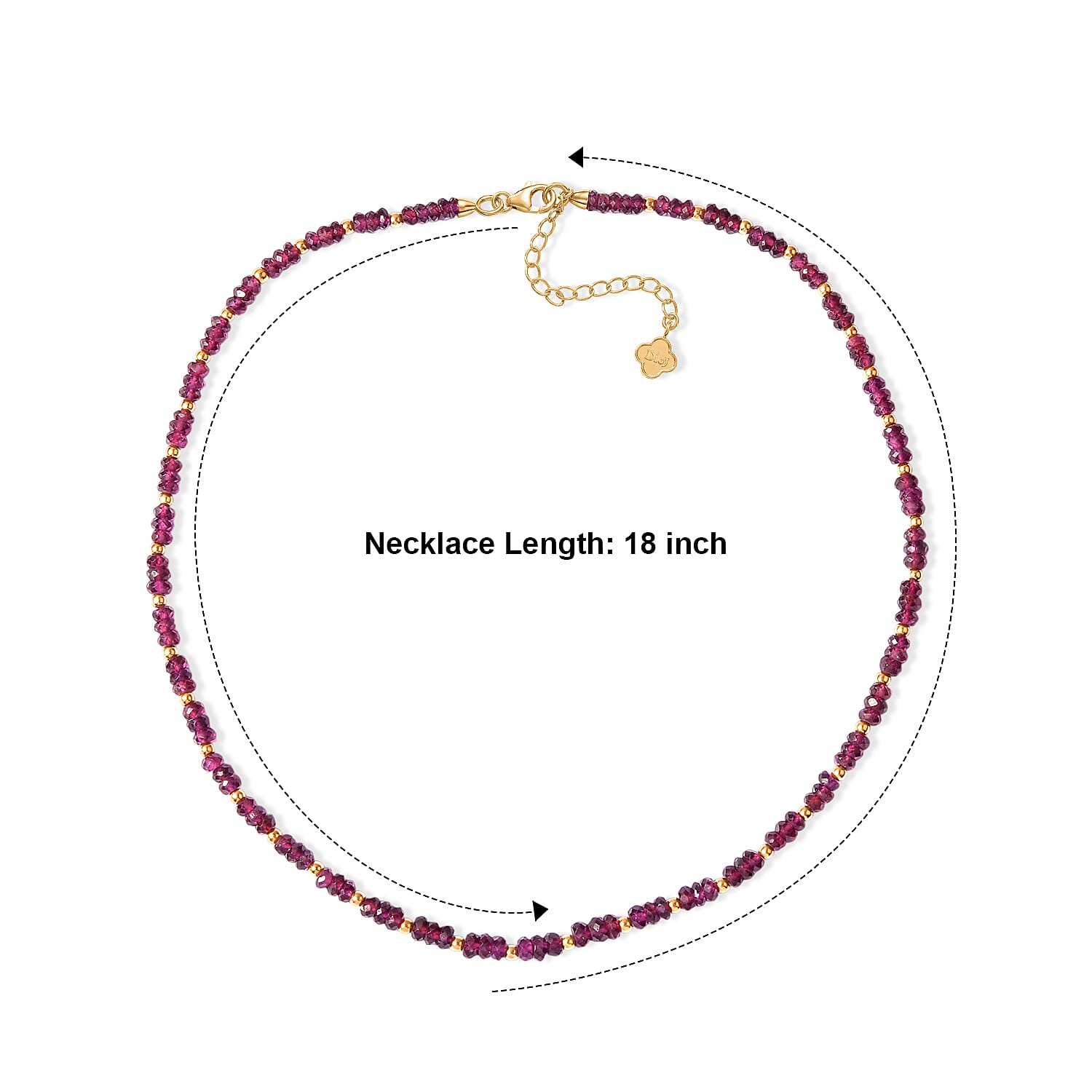 D'Joy Premium Radiant Ember Garnet 80.00 ctw Beaded Necklace (18-20 Inches) in 18K Vermeil Yellow Gold Over Sterling Silver