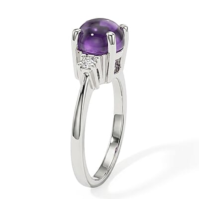 Amethyst and Simulated Diamond 1.94 ctw Ring in Sterling Silver (Size 7.0)