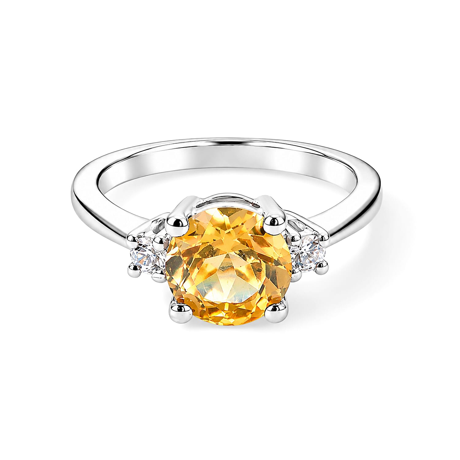 Brazilian Citrine and Simulated Diamond 1.94 ctw Ring in Sterling Silver (Size 7.0)