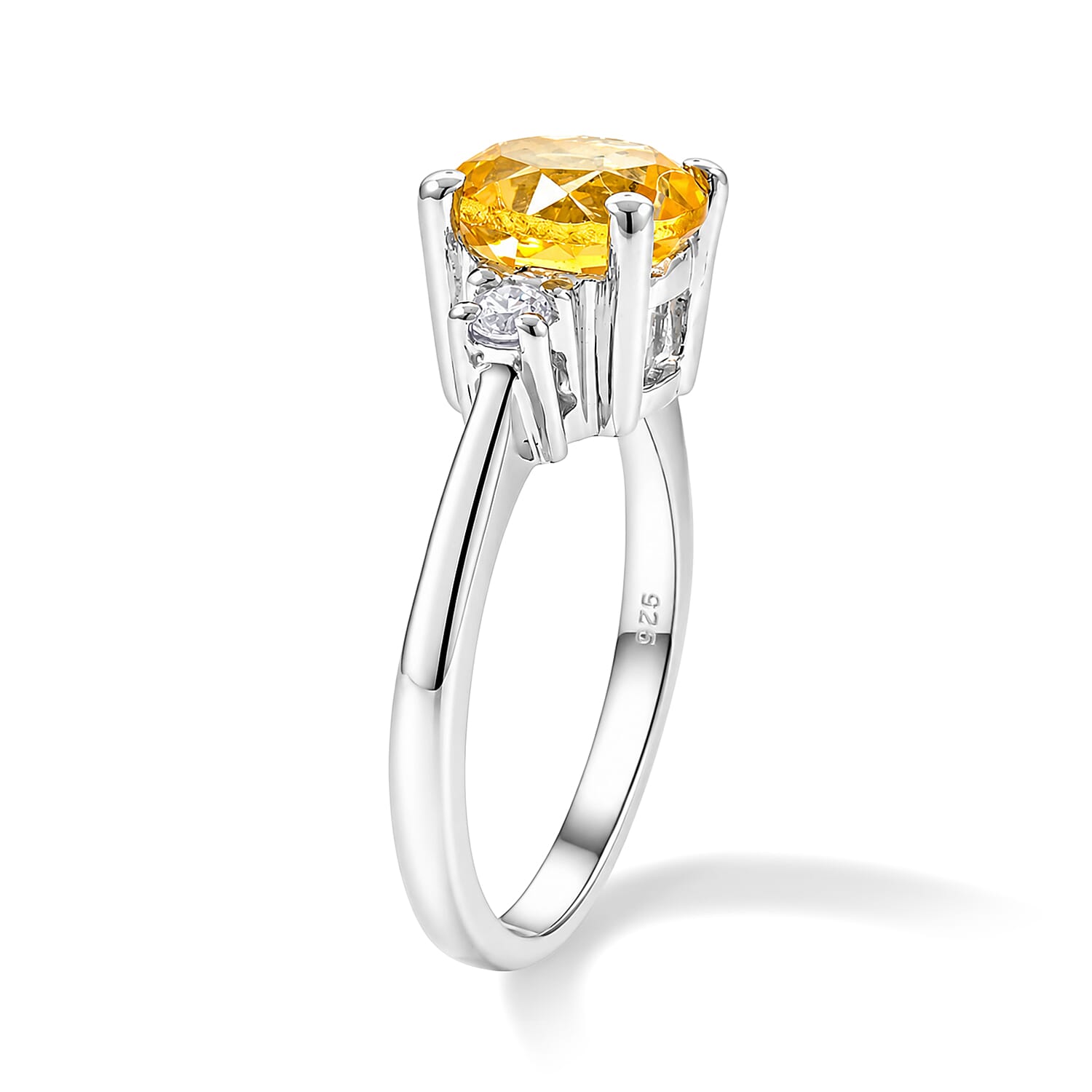 Brazilian Citrine and Simulated Diamond 1.94 ctw Ring in Sterling Silver (Size 7.0)