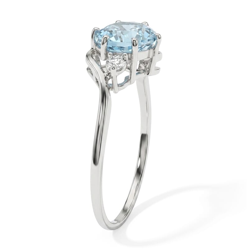 Aquamarine and Simulated Diamond 1.07 ctw Ring in Sterling Silver (Size 7.0)